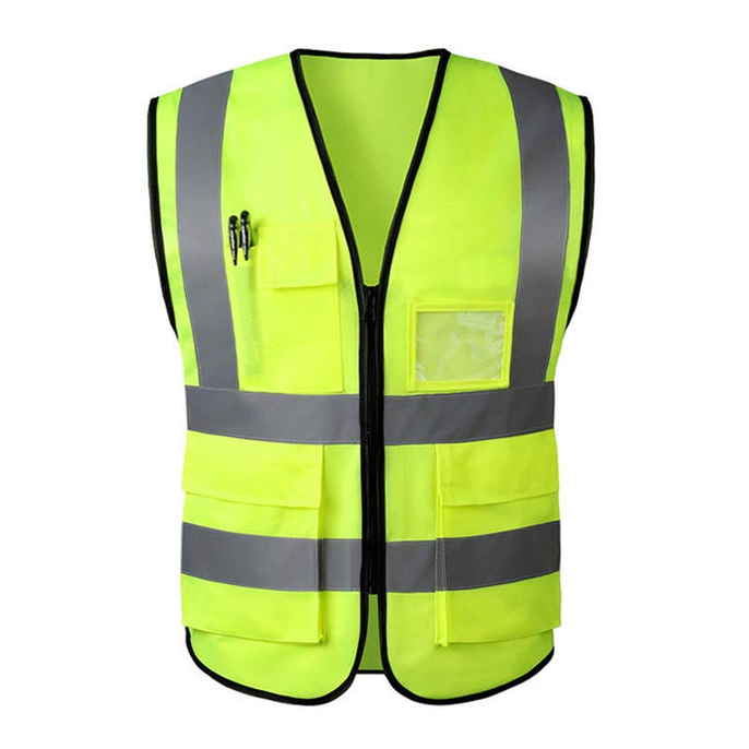 4 POCKET HIGH VISIBILITY  SAFETY VEST WITH REFLECTIVE STRIPS